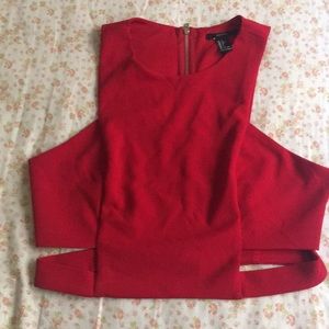 Red slits crop top
